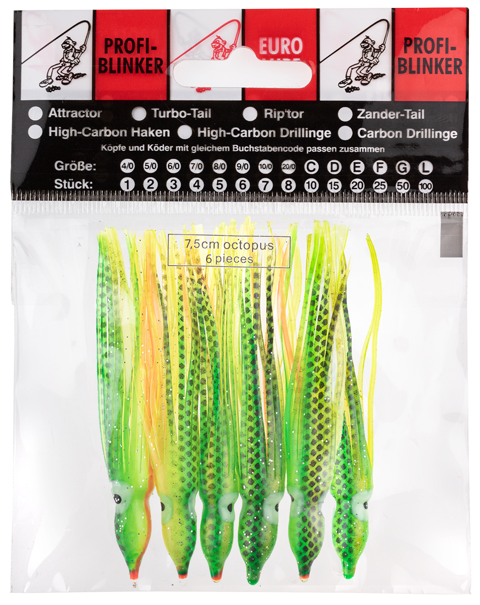 ProfiBlinker Octopus Größe 7,5cm feuer-gelb / 6er Pack 