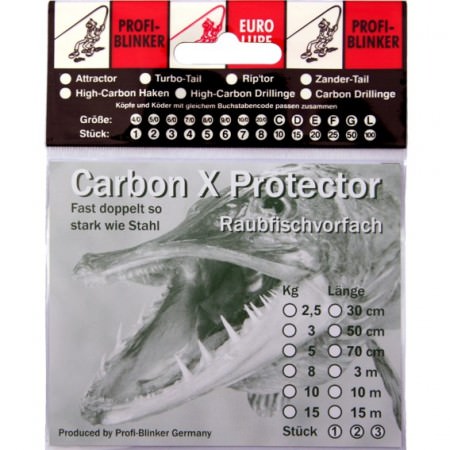 ProfiBlinker Carbon X Protector Barsch-Vorfach mit Wirbel und Snap / 17cm / 2,5kg Tragkraft / 5er Pack