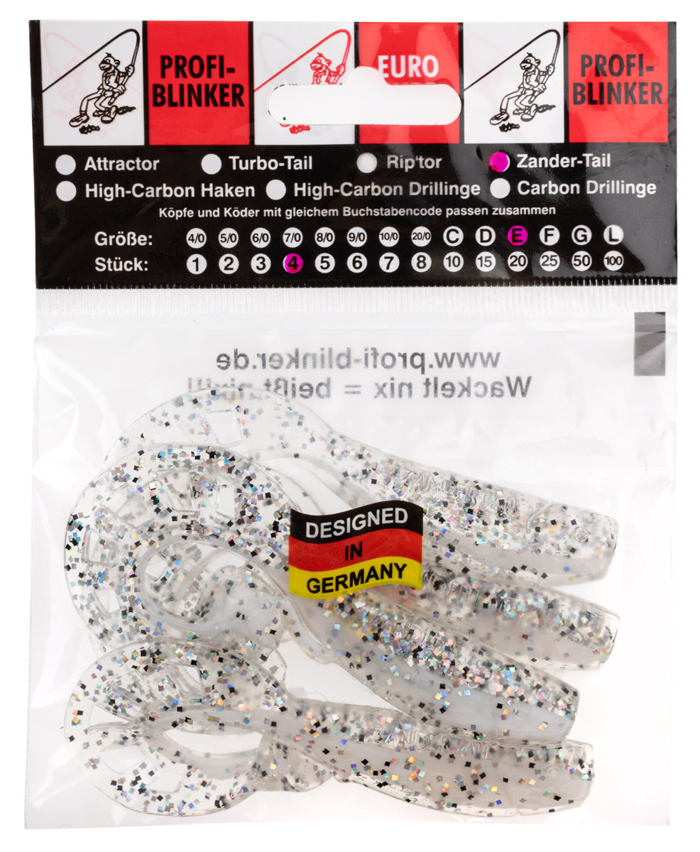 ProfiBlinker Zandertail Größe E 11,5cm Kristall-Weiß / 4er Pack 