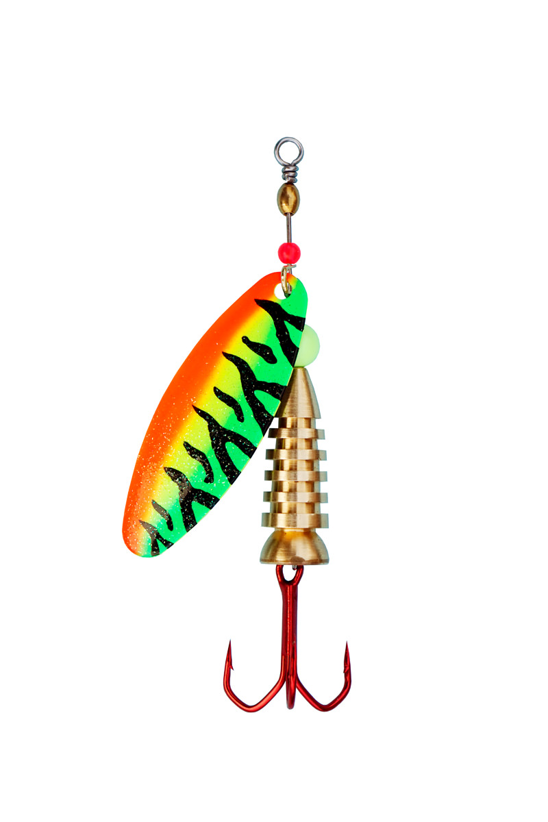 ProfiBlinker Anti-Drall Prollex Weitwurf Spinner Oval / Firetiger / Größe 1 / 5g / mit XXX-Strong High Energy Wirbel / 1 Stück