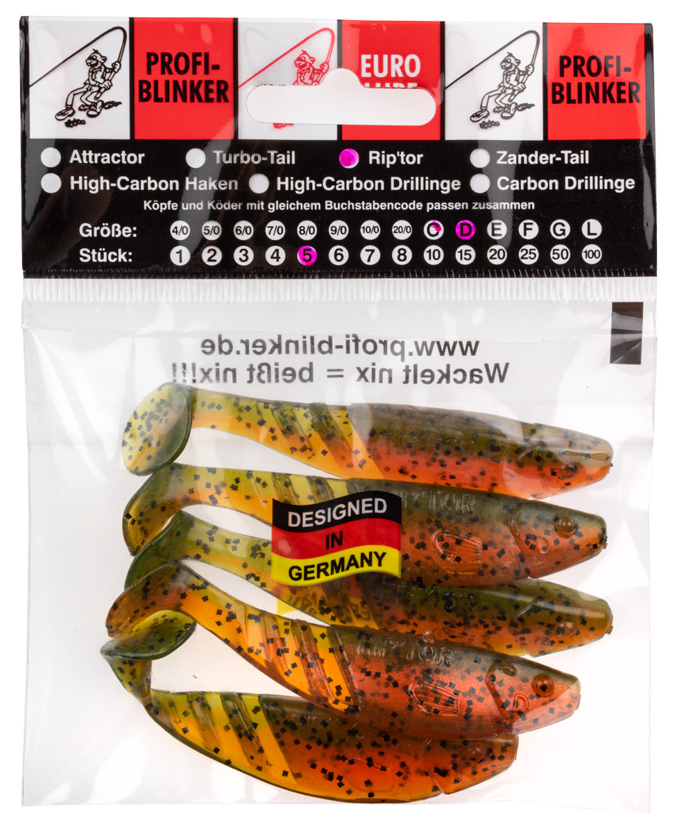 ProfiBlinker Riptor Größe D 8cm Kaulbarsch / Glanz-Effekt / 5er Pack 
