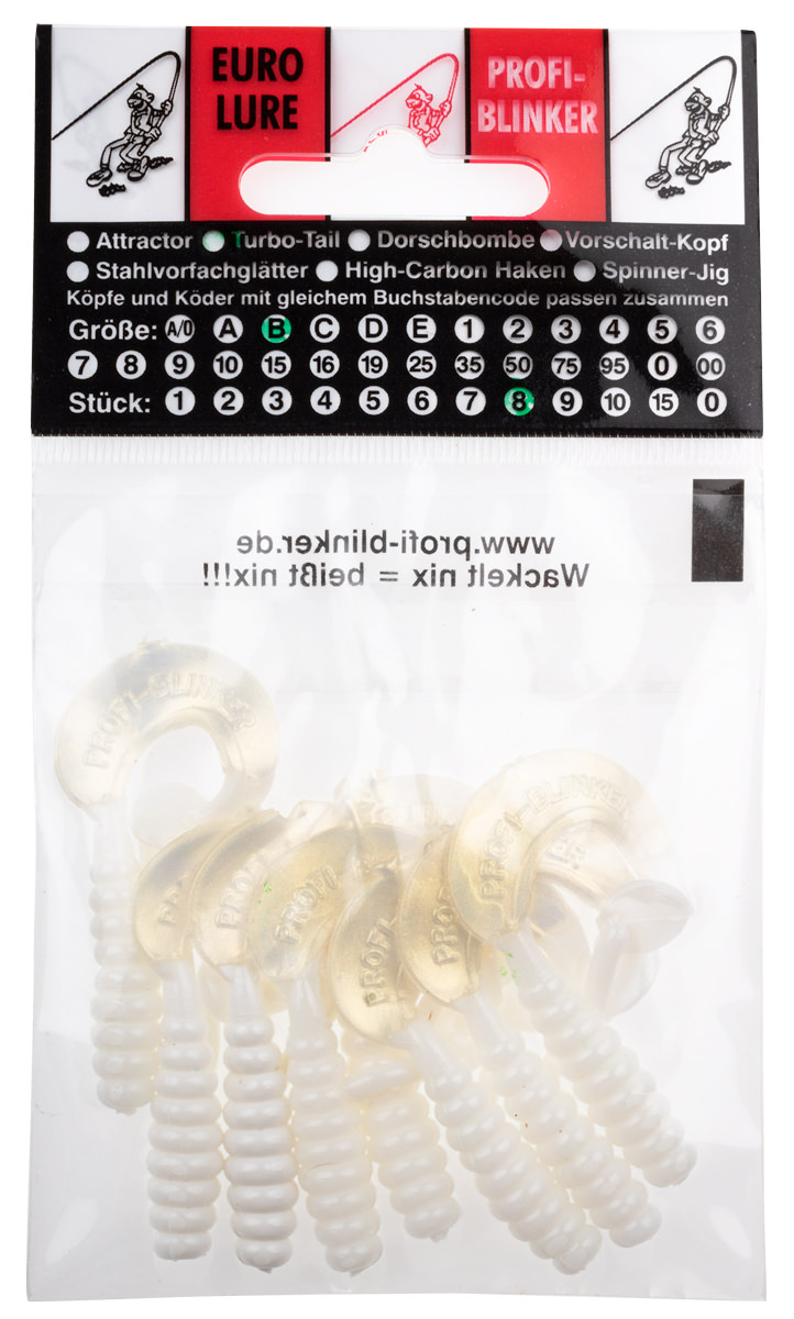 ProfiBlinker Turbotail Größe B 6,5cm Weiß / Grell-Weiß / 8er Pack 