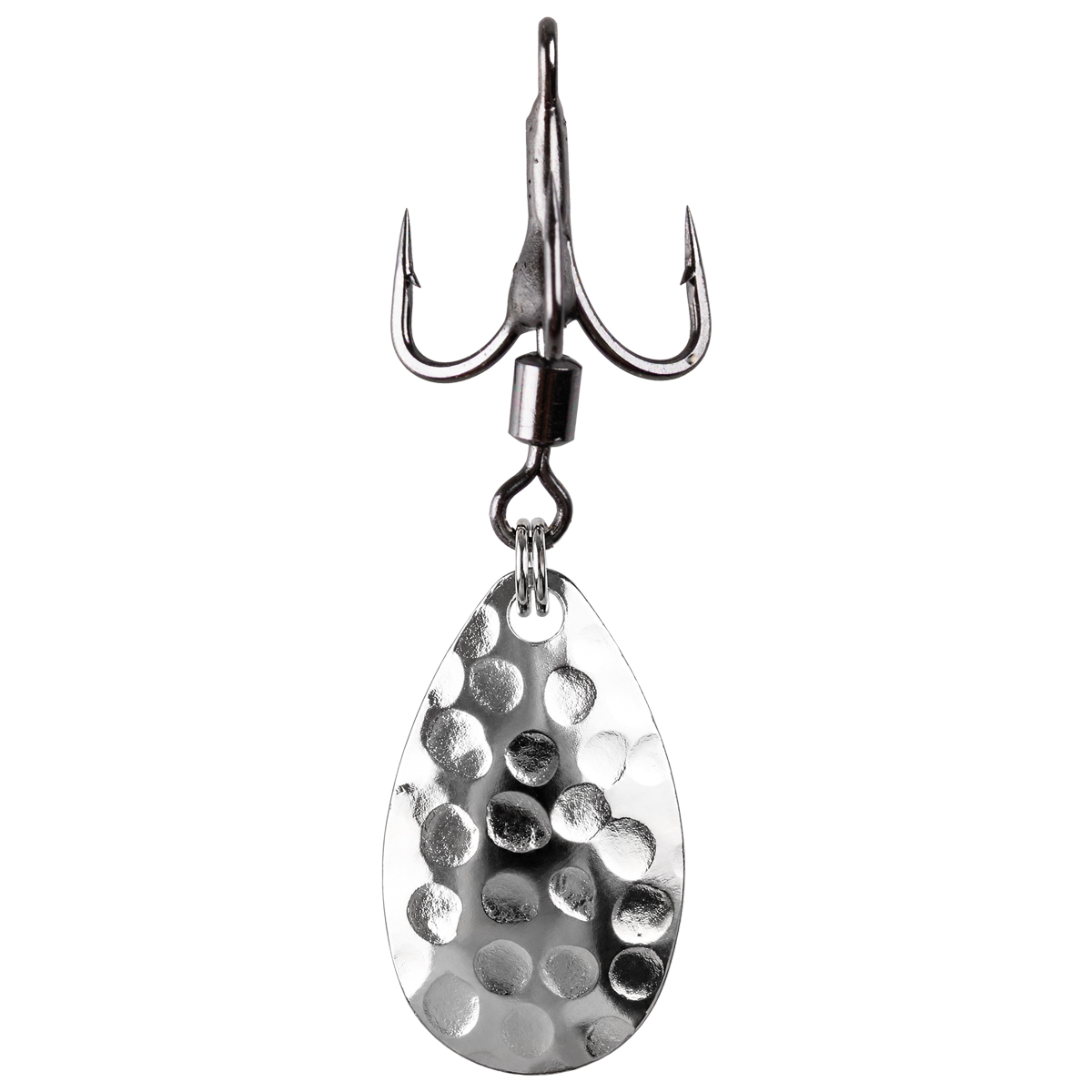 ProfiBlinker Tail-Hook Drilling xx-strong / Titan / Größe 10 / Edelstahl-Splintring & Spinnerblatt Tropfen Silber-Gehämmert / 2er Pack
