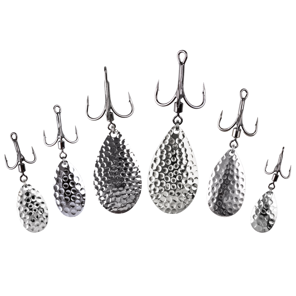 ProfiBlinker Tail-Hook Drilling xx-strong Titan, Edelstahl-Splintring & Spinnerblatt Tropfen Silber-Gehämmert