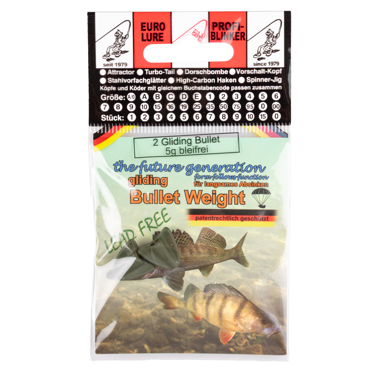 ProfiBlinker Gliding Bullet Weight bleifrei / olivgrün / 5 g / 2 Stück 