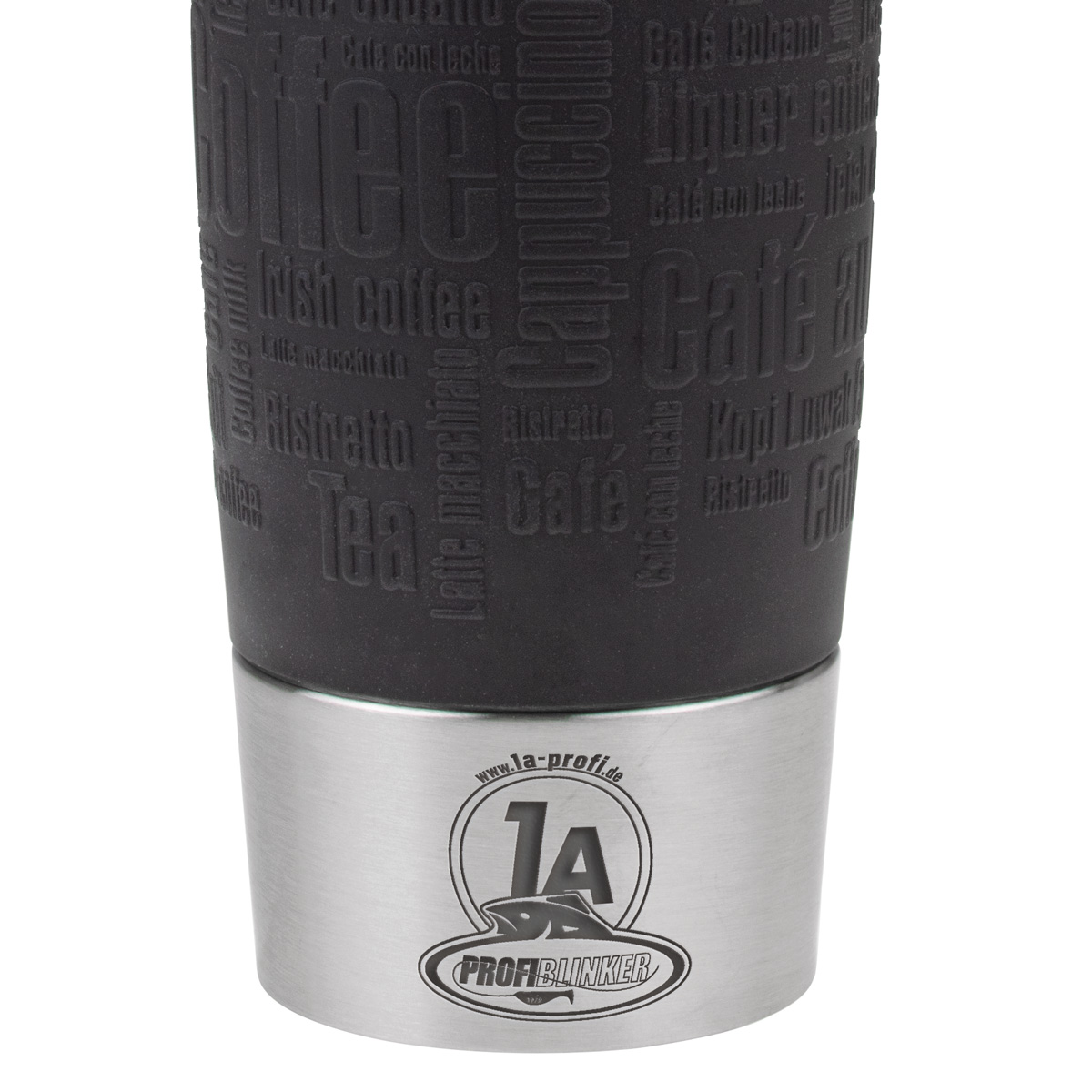 ProfiBlinker Thermobecher Emsa Travel Mug 360ml schwarz mit Gravur Motiv ''Wackelt nix, beißt nix!''