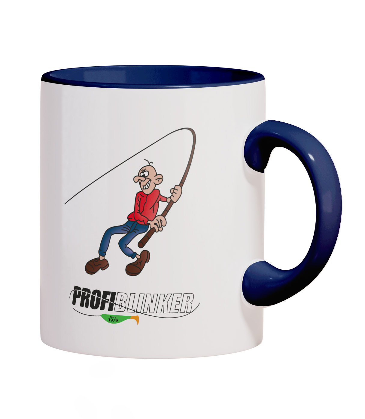 ProfiBlinker Kaffeepott Keramik dunkelblau - Motiv ''Ohne Fortschritt keine Fische'' 