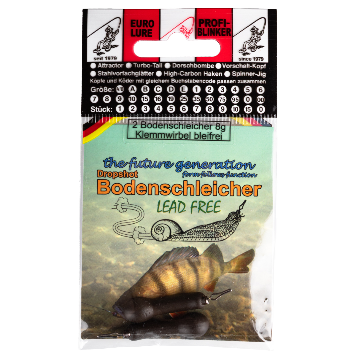 ProfiBlinker Bodenschleicher Dropshot Keule mit Klemmwirbel / bleifrei / 8 g / 2 Stück 