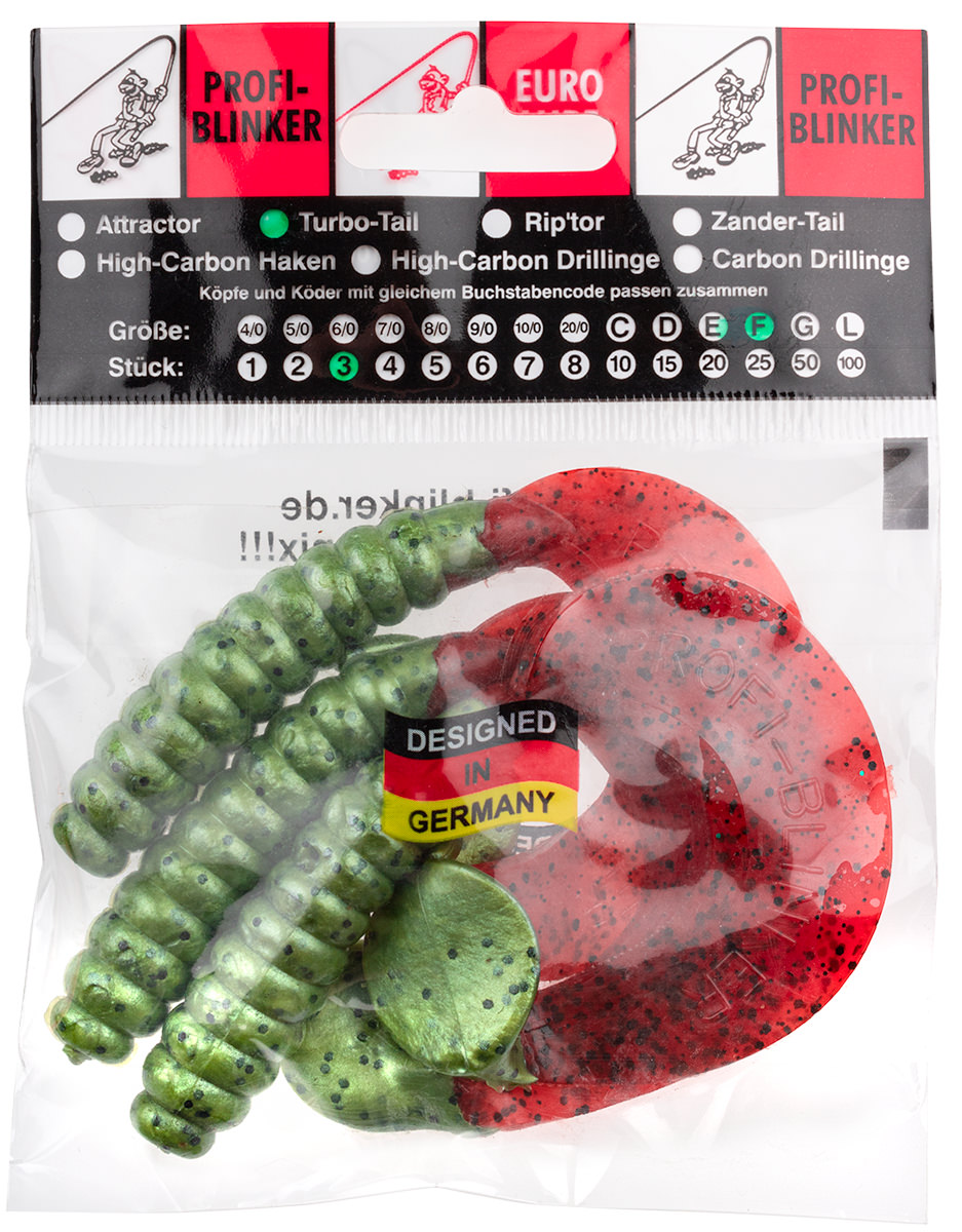 ProfiBlinker Turbotail Größe F/G 15cm Raubfisch-Grün / 3er Pack 