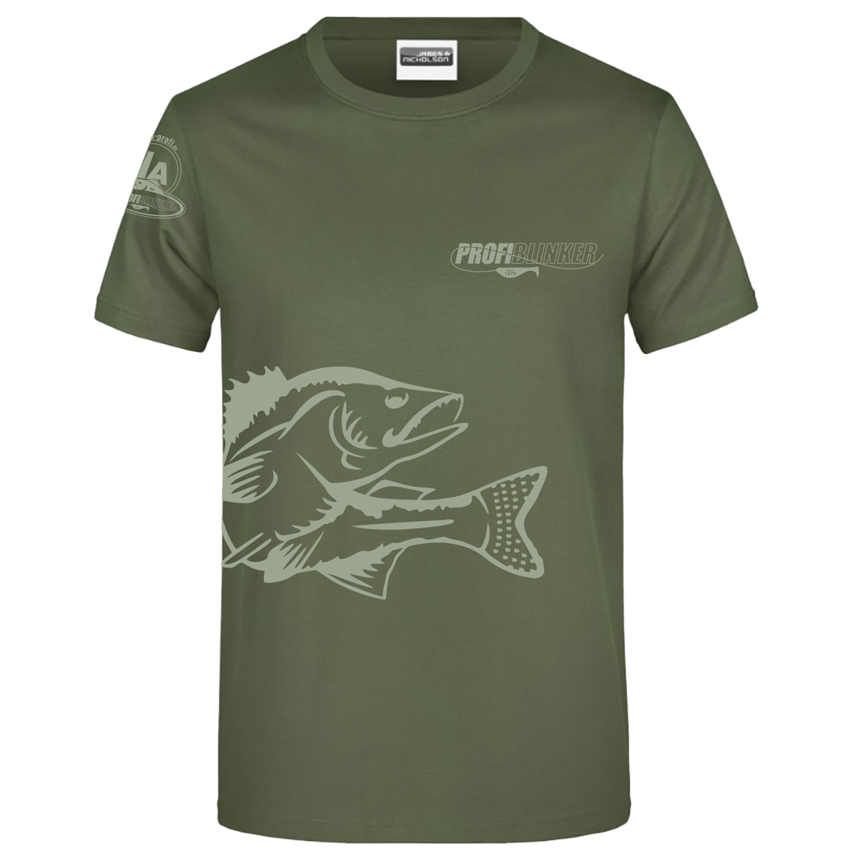 ProfiBlinker Tshirt olive Motiv Zander Größe XL 