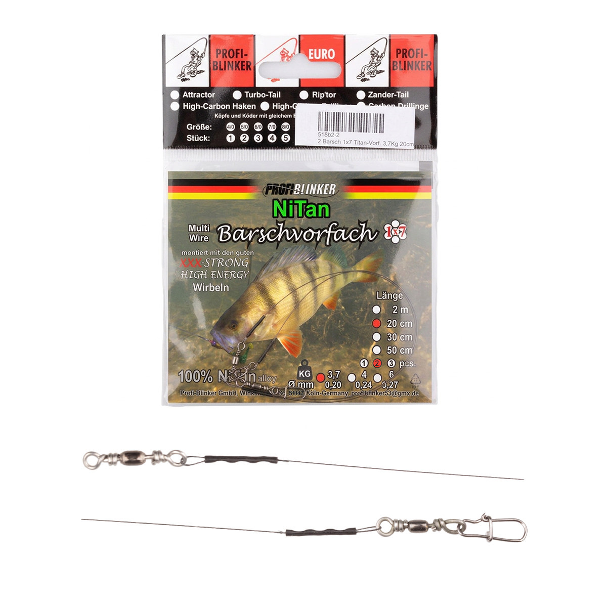 ProfiBlinker 1x7 NiTan Barschvorfach / 20 cm / Tragkraft 3,7 kg / 2er Pack 