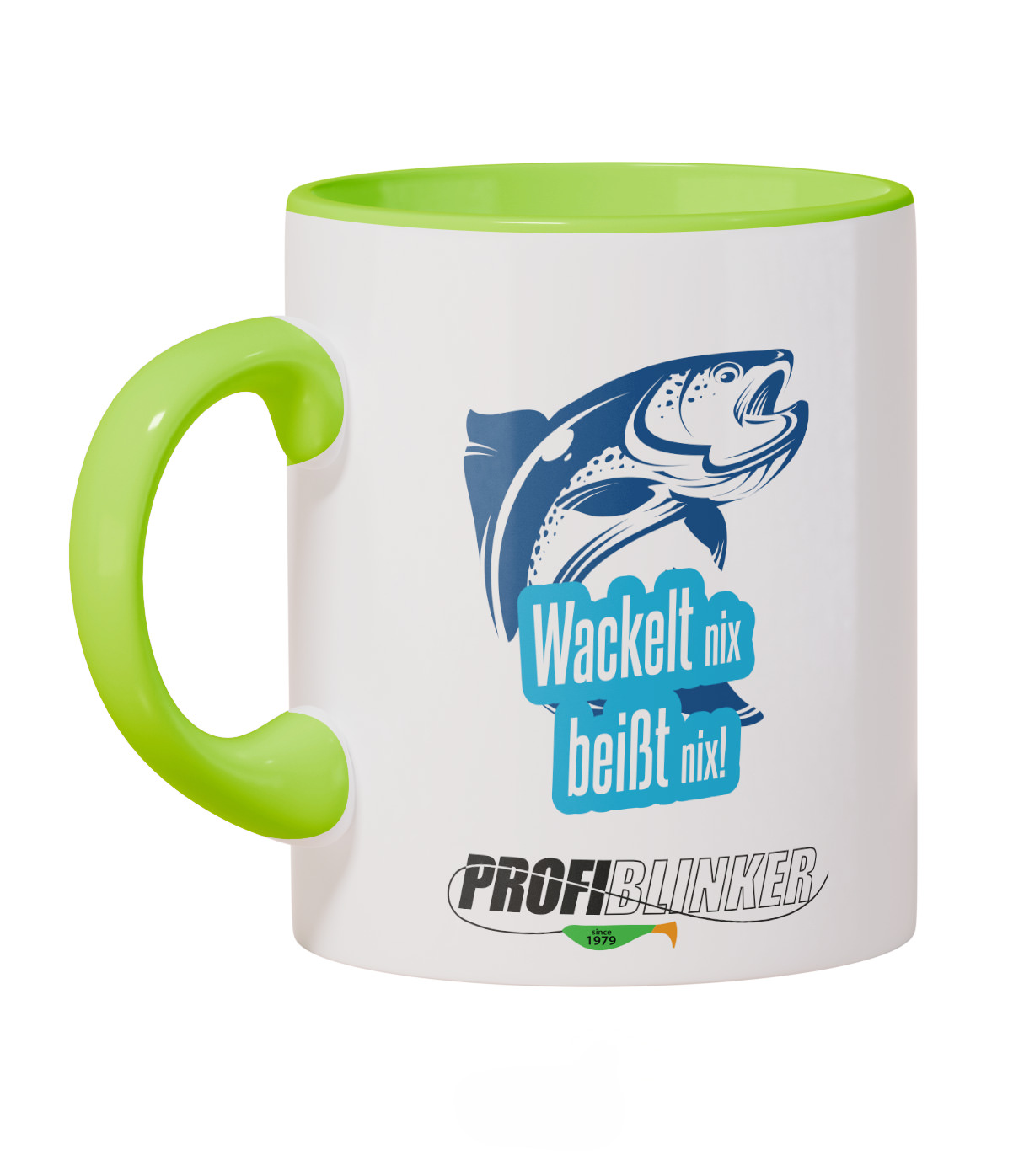 ProfiBlinker Kaffeepott Keramik hellgrün - Motiv ''Wackelt nix beißt nix'' 