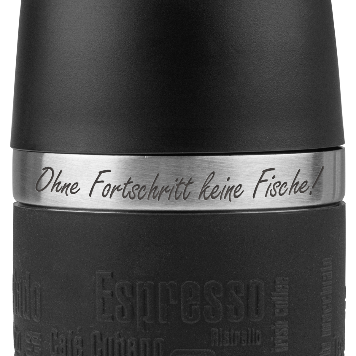 ProfiBlinker Thermobecher Emsa Travel Mug 360ml schwarz mit Gravur Motiv ''Wackelt nix, beißt nix!''