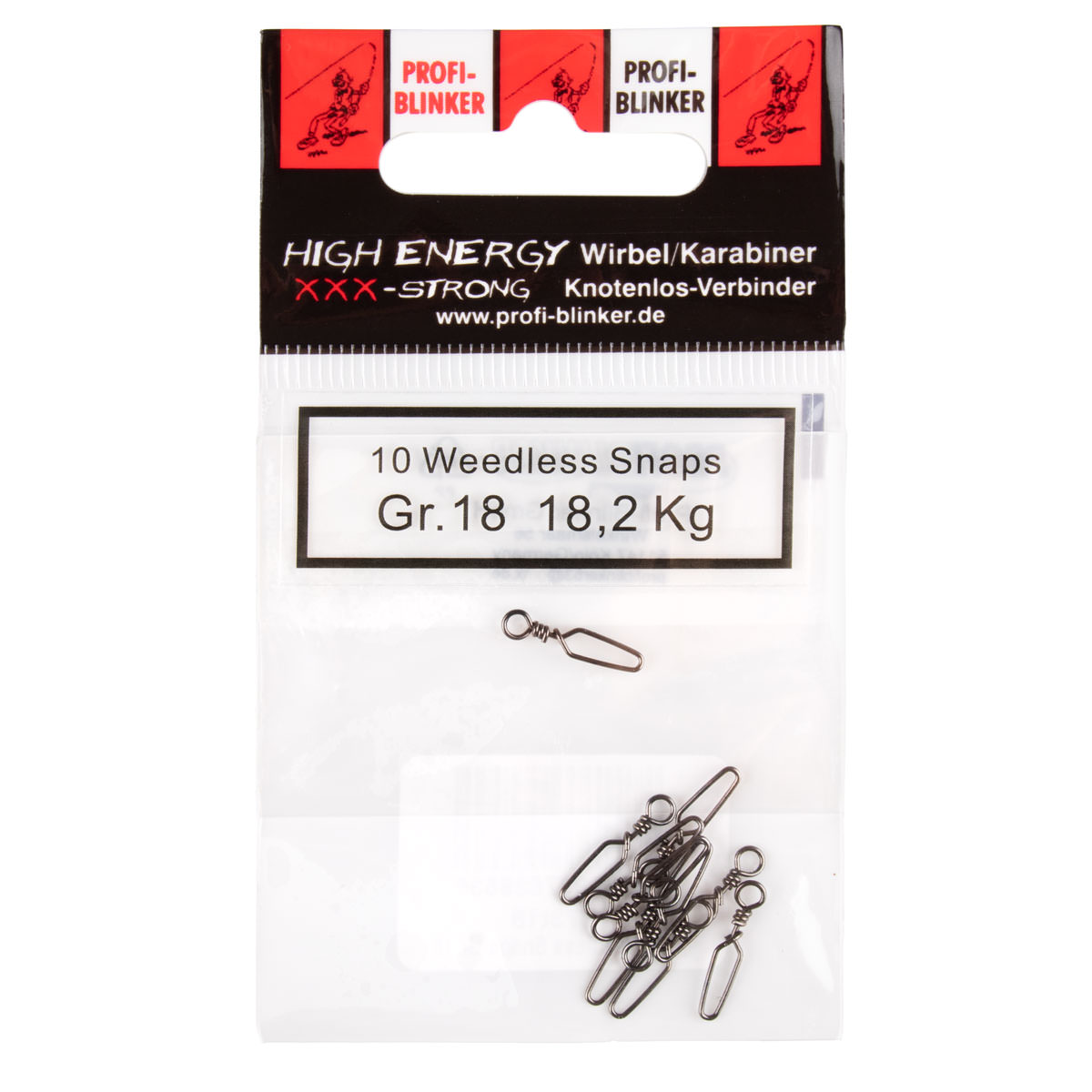ProfiBlinker Weedless Snaps xxx-strong / Größe 18 / Tragkraft 18,2 kg / 10er Pack 