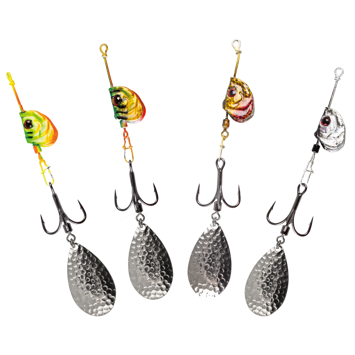 ProfiBlinker Tail-Hook Kiemenkopf mit Wirbel-Drilling, Splintring & Spinnerblatt Tropfen Silber 