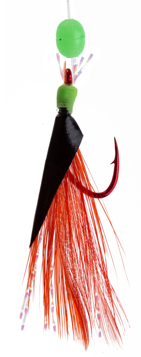 ProfiBlinker Gamefish-Paternoster mit XX-Strong High Energy Wirbel / schwarz/rote Feder / Größe 8/0 / 2er Pack