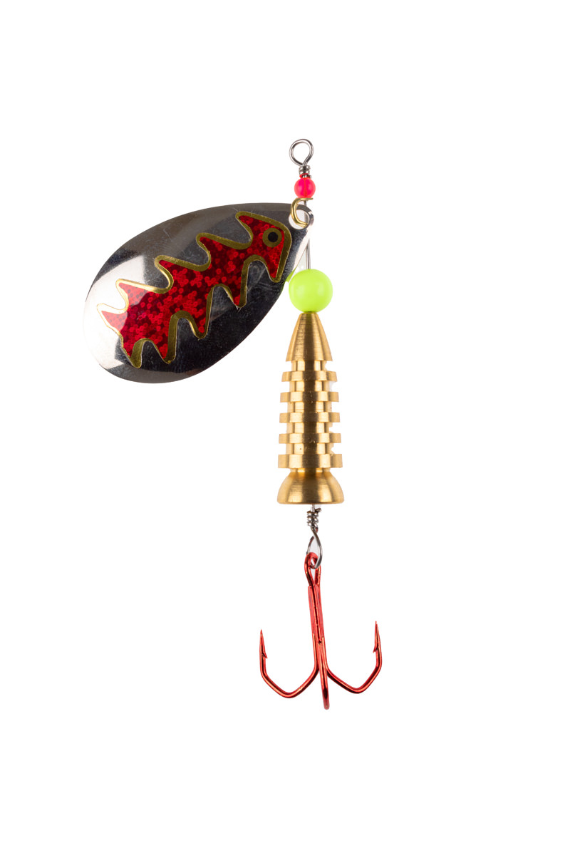 ProfiBlinker Prollex Weitwurf Spinner Tropfen / Silber mit Rot-Metallic-Dekor / Größe 3 / 7g 