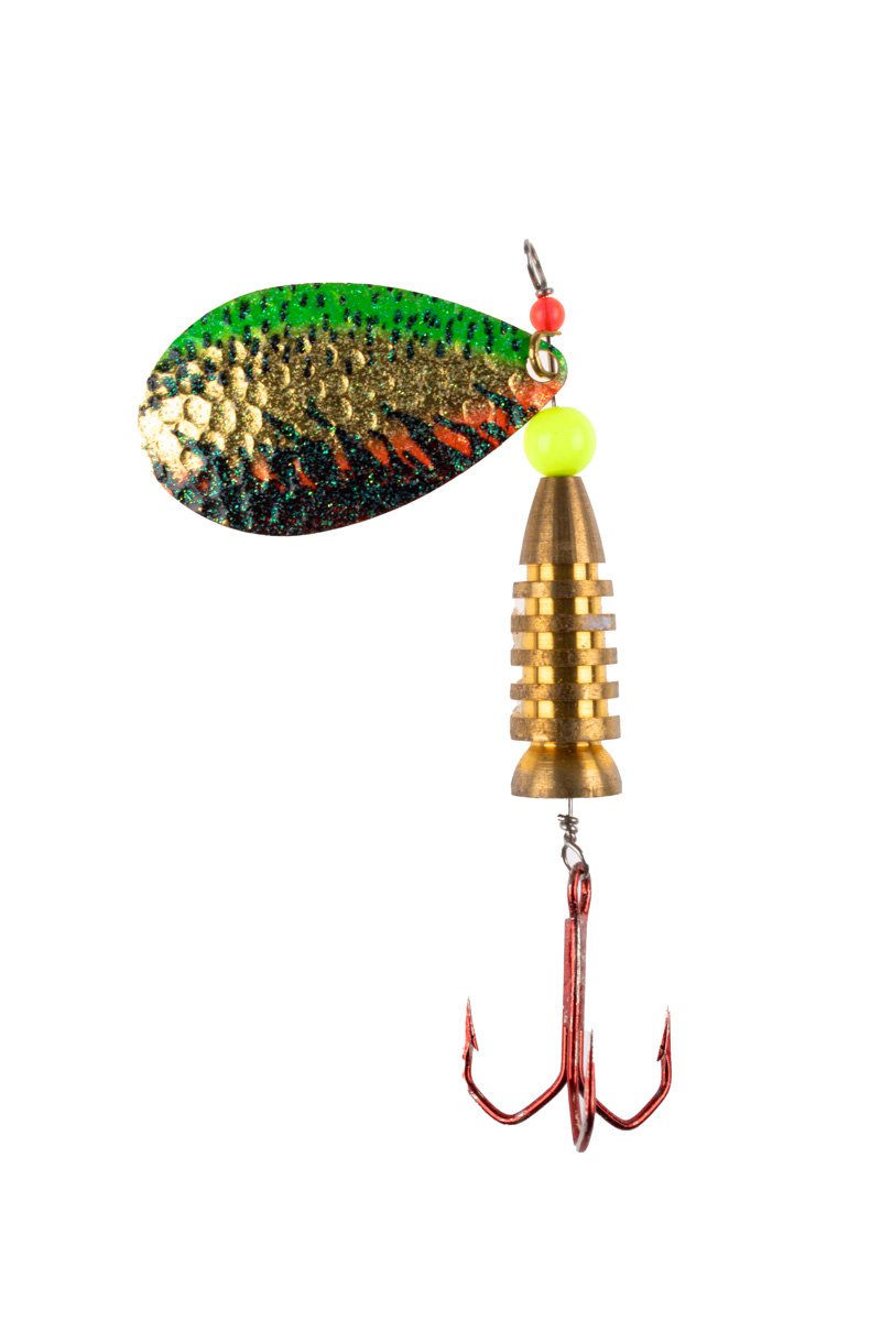 ProfiBlinker Prollex Weitwurf Spinner Tropfen / Effektlack Gold-Fluogrün / Größe 3 / 7g 