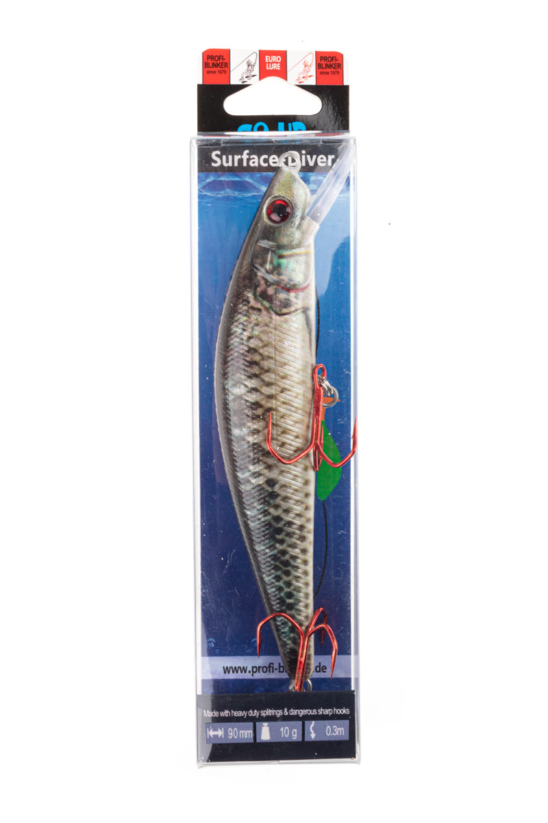 ProfiBlinker Go Up Wobbler (Flachläufer) Weißfisch / Größe 9cm mit 2 Drillingen