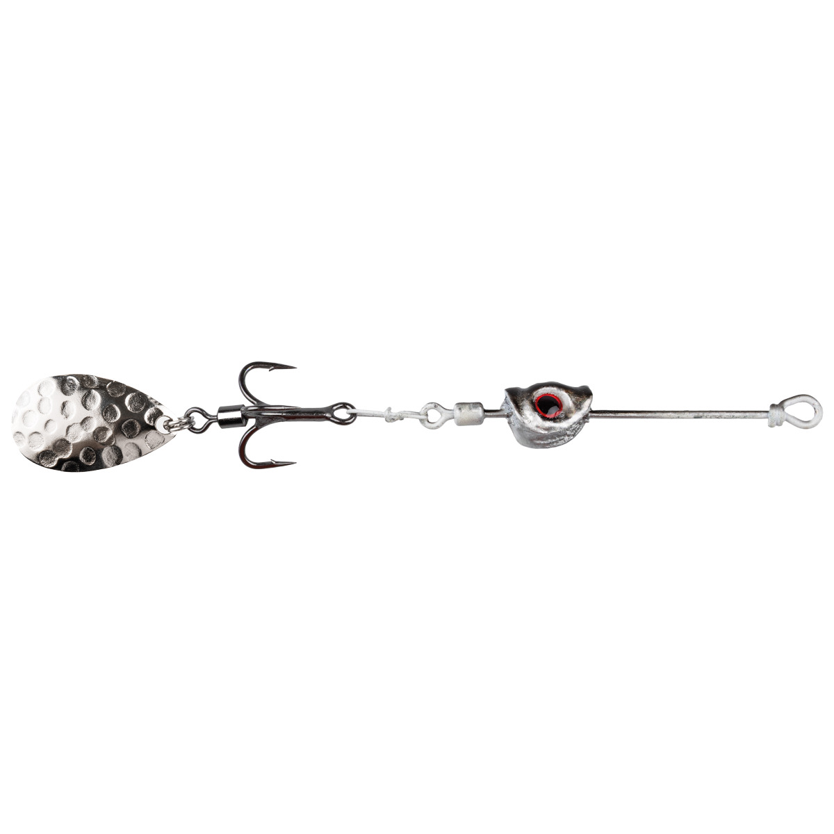 ProfiBlinker Tail-Hook Kiemenkopf Weißfisch 5g / Wirbel-Drilling Titan mit Splintring / Spinnerblatt Tropfen Silber-Gehämmert / 1 Stück