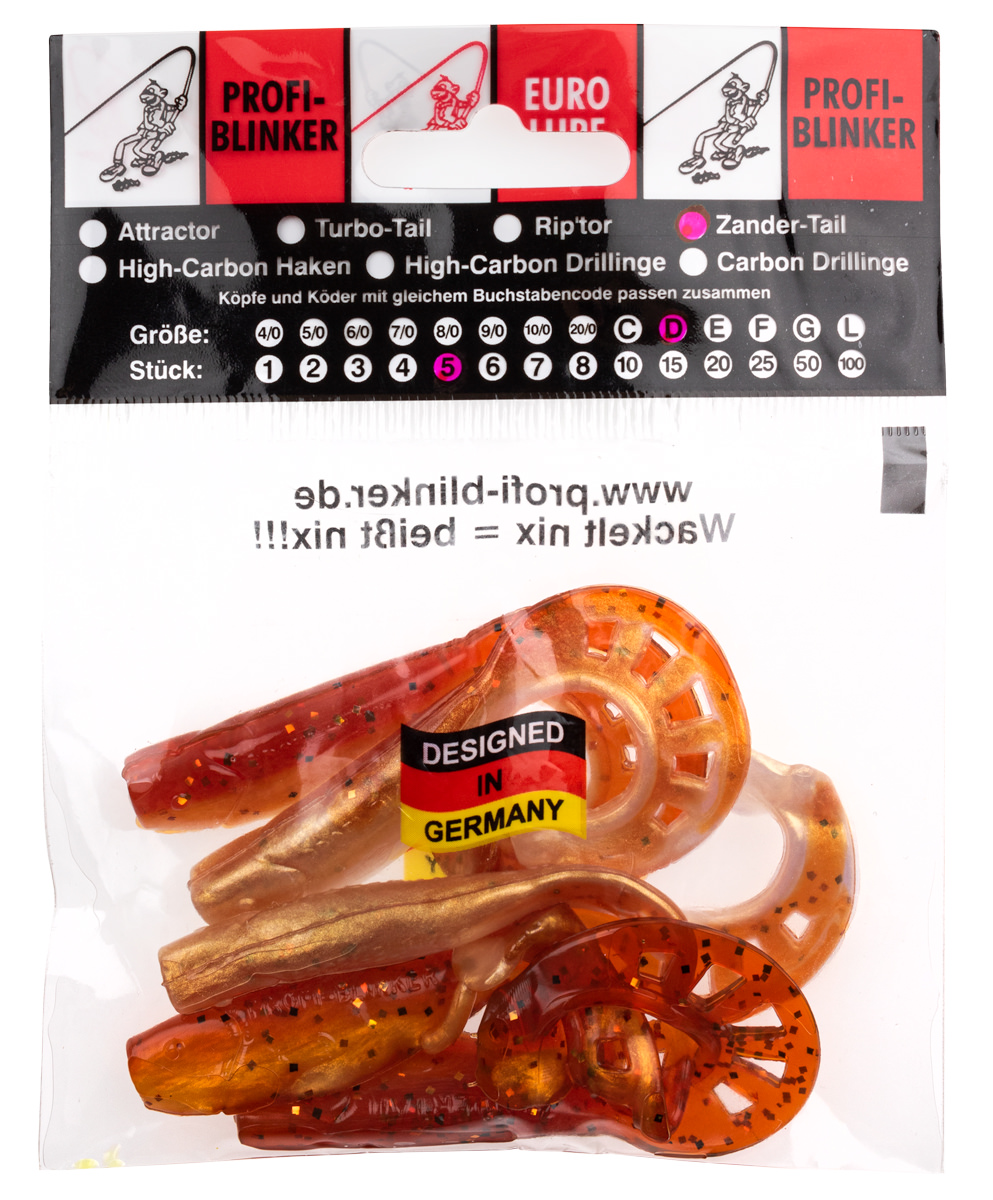 ProfiBlinker Zandertail Größe D 10cm Braun-Metallic / 5er Pack 