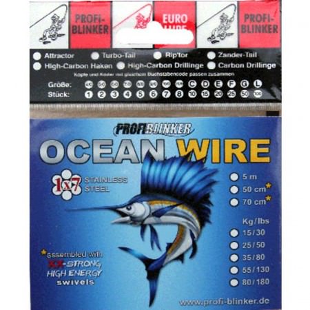 ProfiBlinker Ocean-Wire Stahlvorfächer / 5 Meter / 80kg Tragkraft 