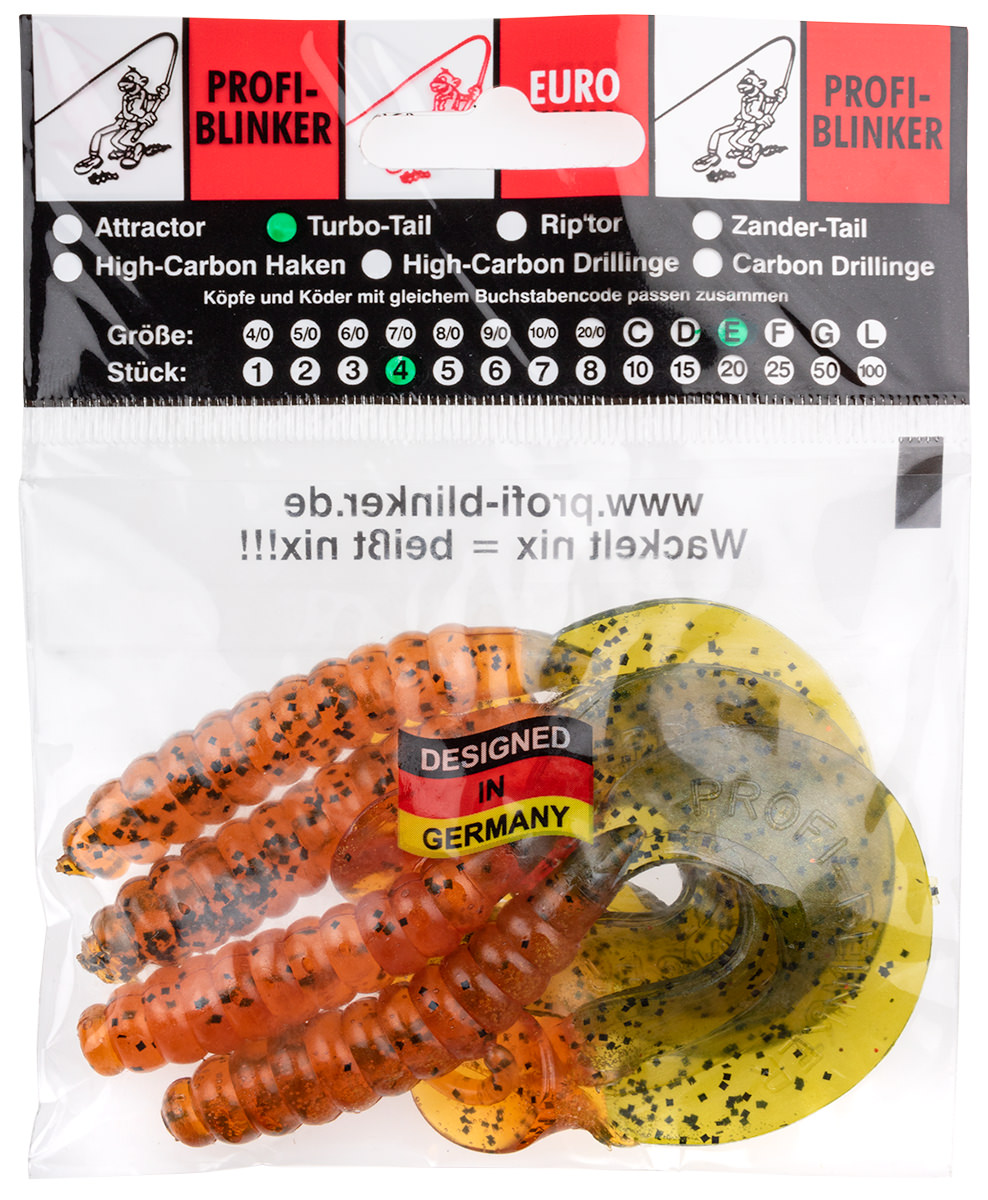 ProfiBlinker Turbotail Größe F/G 15cm Kaulbarsch / Glanz-Effekt / 3er Pack 