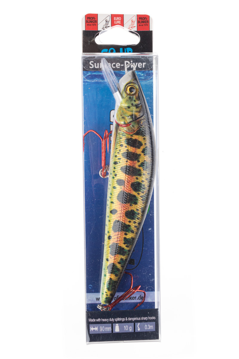 ProfiBlinker Go Up Wobbler (Flachläufer) Elritze / Größe 9cm mit 2 Drillingen