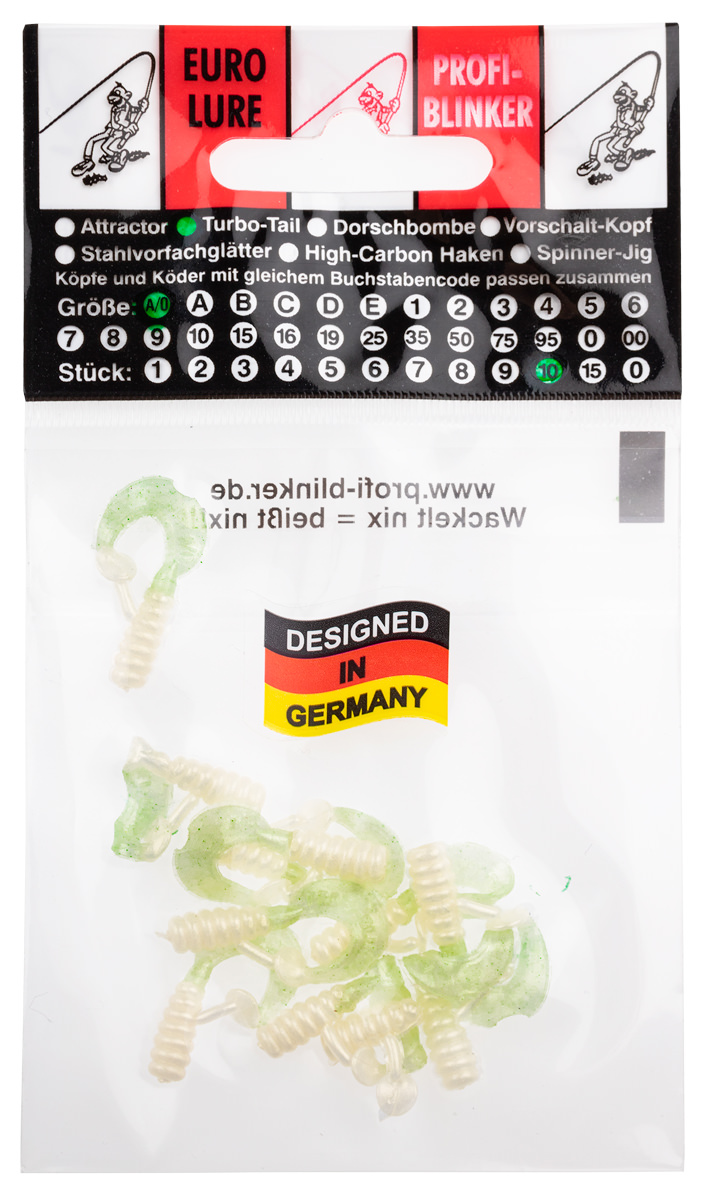 ProfiBlinker Turbotail Größe A/0 3cm Perl / Perlmutt-Weiß / Gold-Metallisierend / 10er Pack 