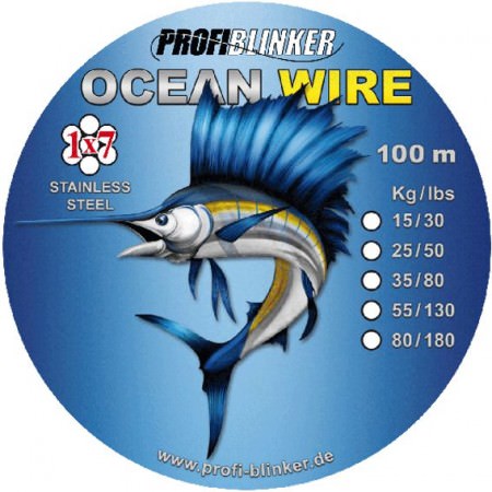 ProfiBlinker Ocean-Wire Stahlvorfächer / 100 Meter / 55kg Tragkraft 