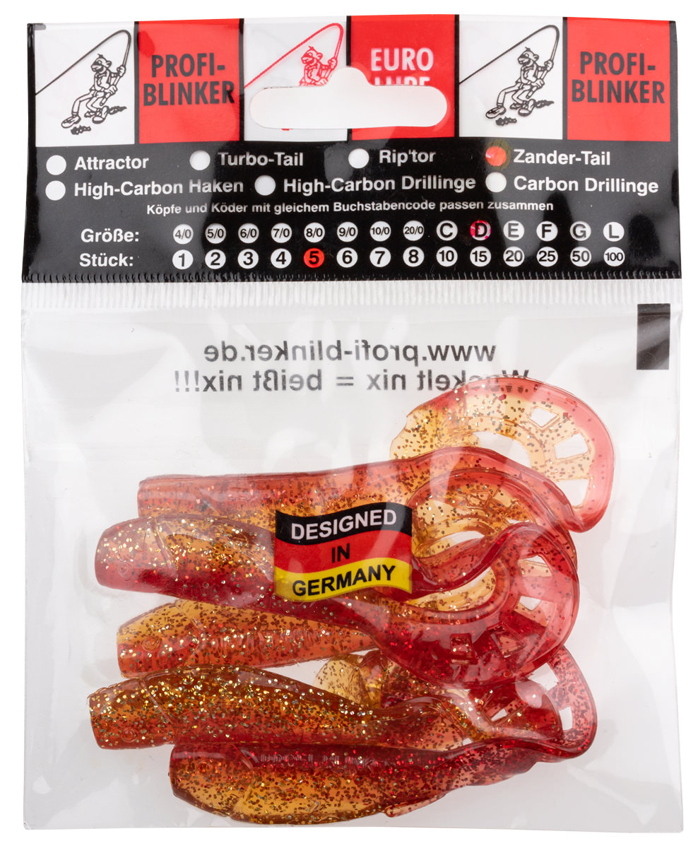ProfiBlinker Zandertail Größe D 10cm Rot-Metallic / 5er Pack 